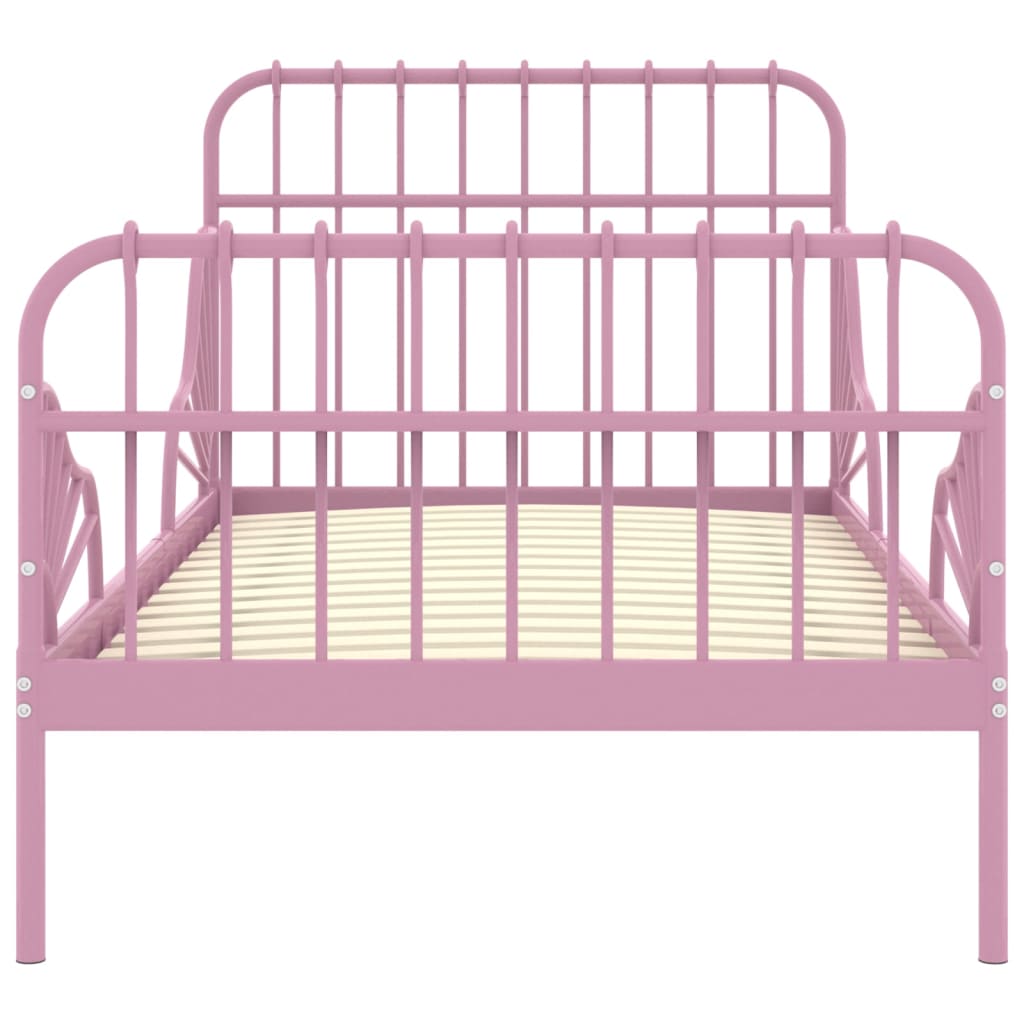 Cadre de lit extensible sans matelas rose métal 80x130/200 cm