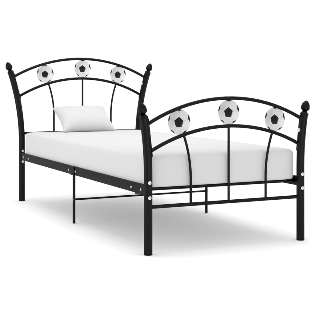 Cadre de lit sans matelas noir métal 90x200 cm