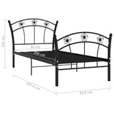 Cadre de lit sans matelas noir métal 90x200 cm