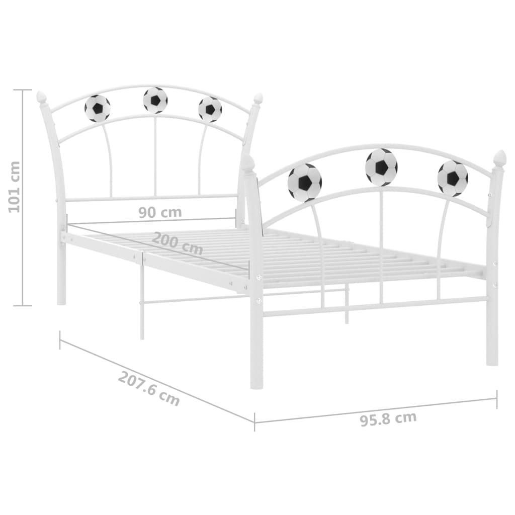 Cadre de lit sans matelas blanc métal 90x200 cm