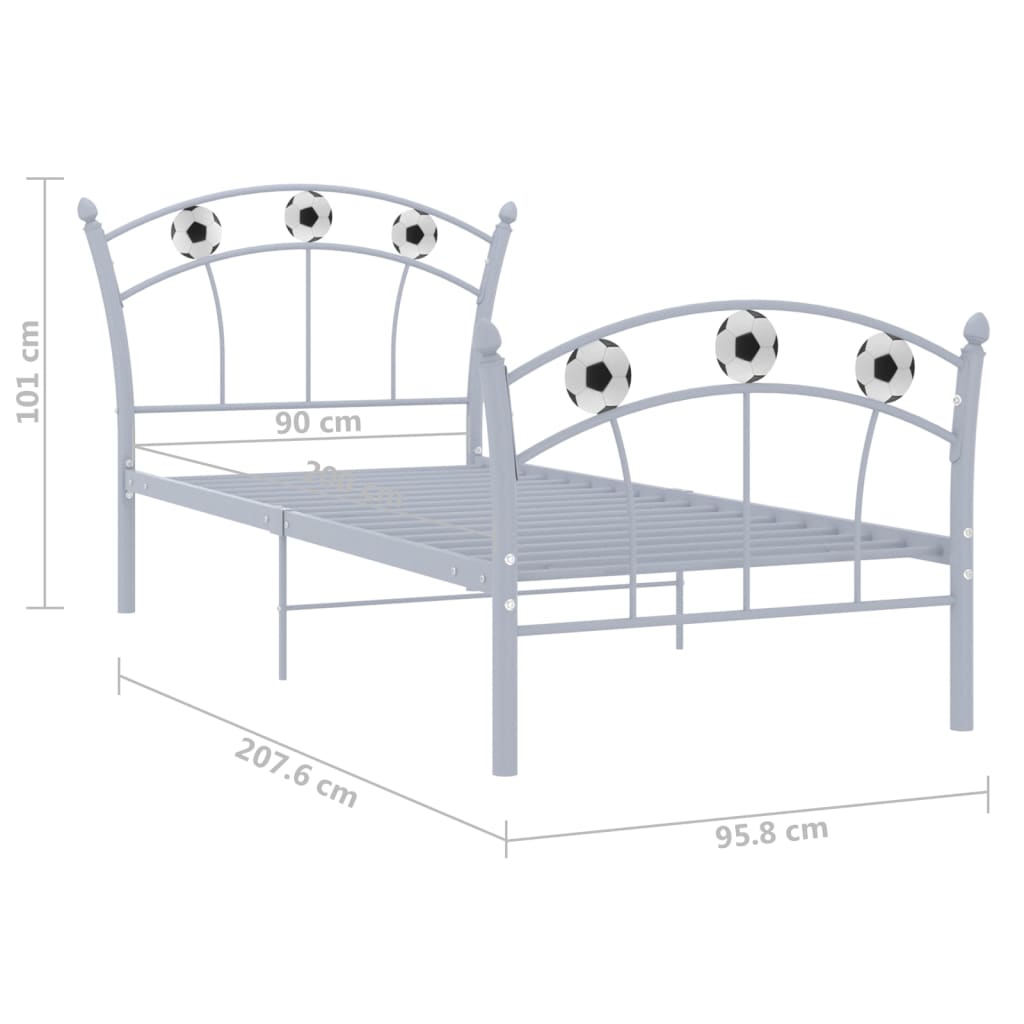 Cadre de lit sans matelas gris métal 90x200 cm