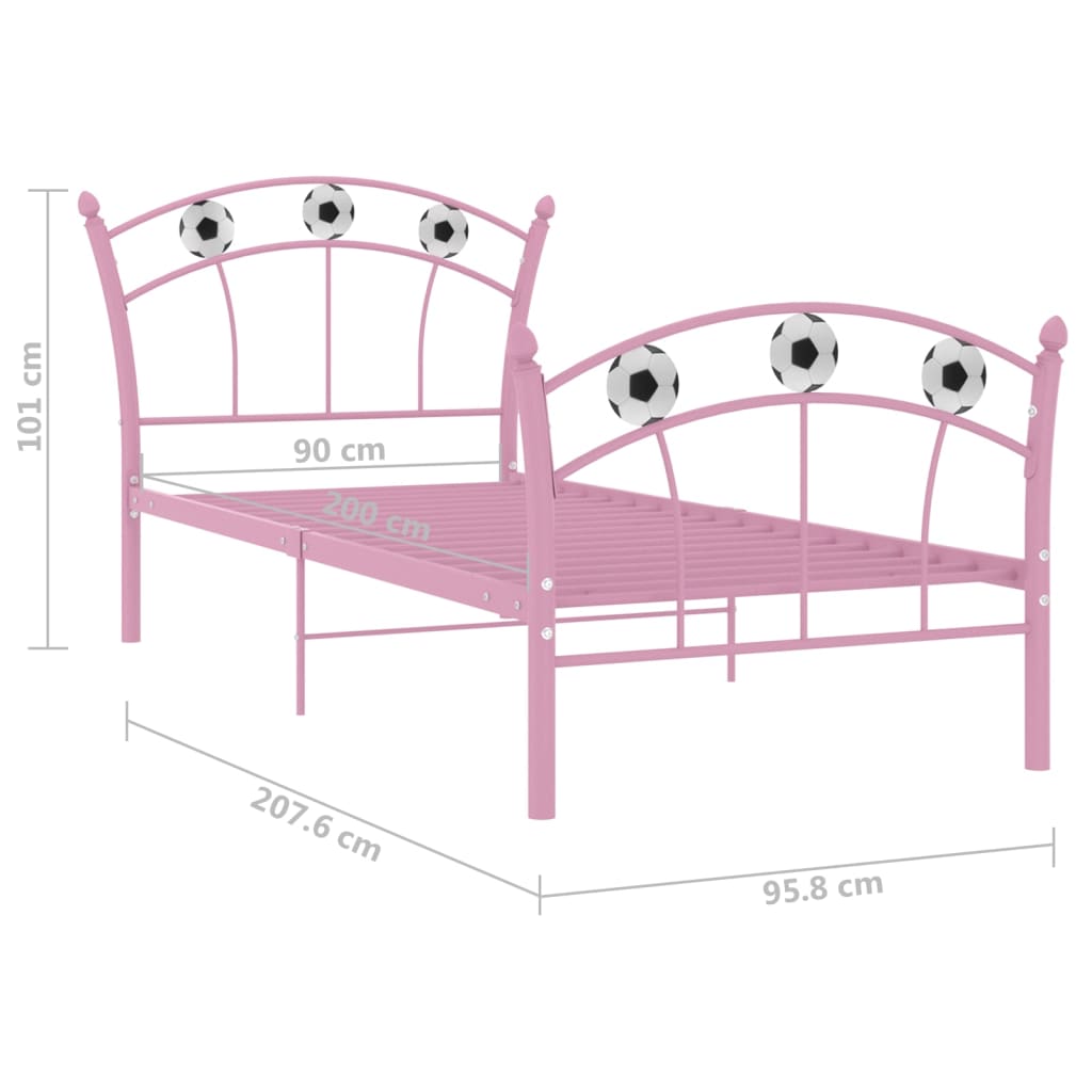 Cadre de lit sans matelas rose métal 90x200 cm