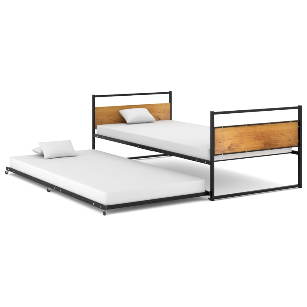 Extendable bed frame without mattress Black Metal 90x200 cm