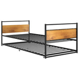 Extendable bed frame without mattress Black Metal 90x200 cm