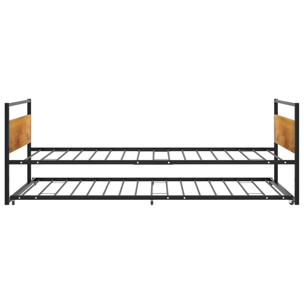 Extendable bed frame without mattress Black Metal 90x200 cm