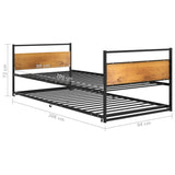 Extendable bed frame without mattress Black Metal 90x200 cm