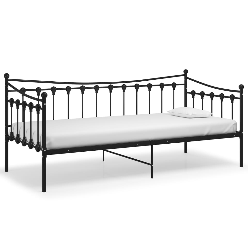 Sofa bed frame without mattress black metal 90x200 cm