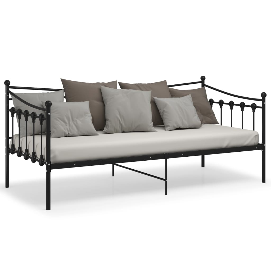 Sofa bed frame without mattress black metal 90x200 cm