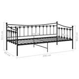 Sofa bed frame without mattress black metal 90x200 cm