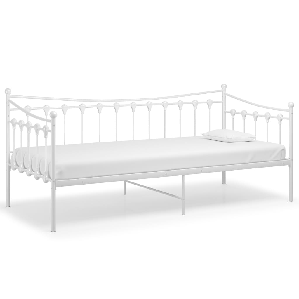 Sofa bed frame without mattress white metal 90x200 cm