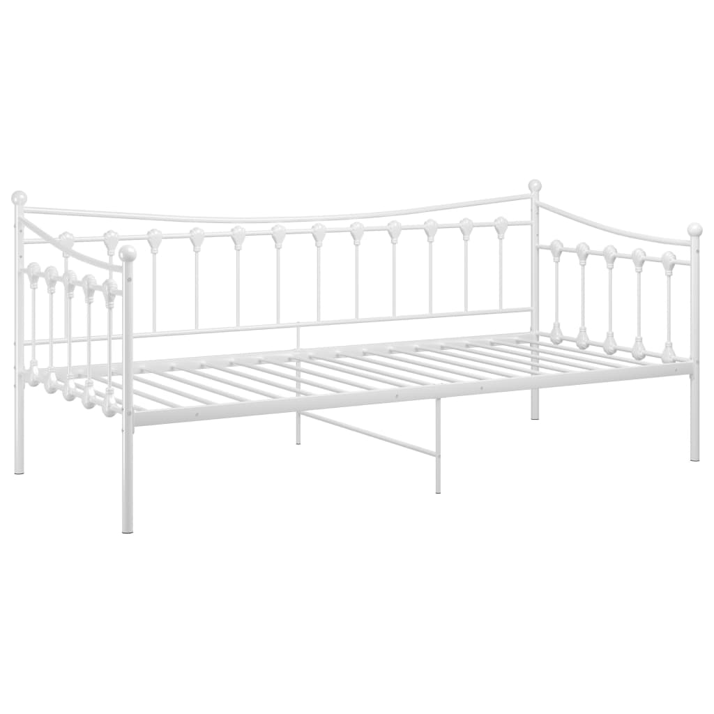 Sofa bed frame without mattress white metal 90x200 cm