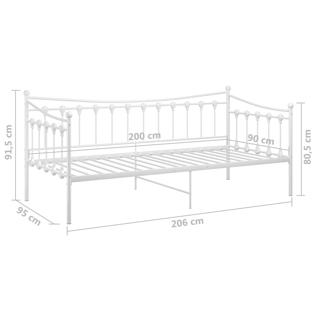 Sofa bed frame without mattress white metal 90x200 cm