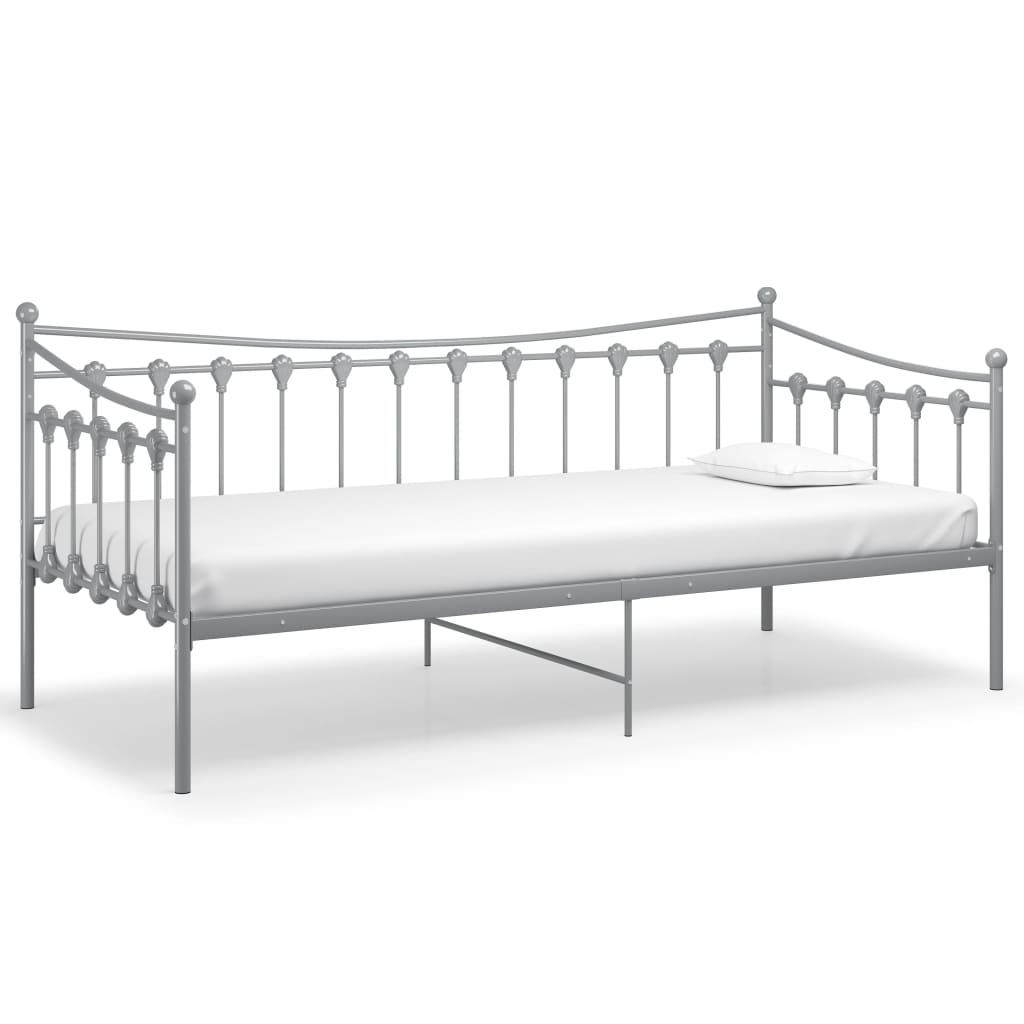 Sofa bed frame without mattress gray metal 90x200 cm