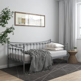 Sofa bed frame without mattress gray metal 90x200 cm