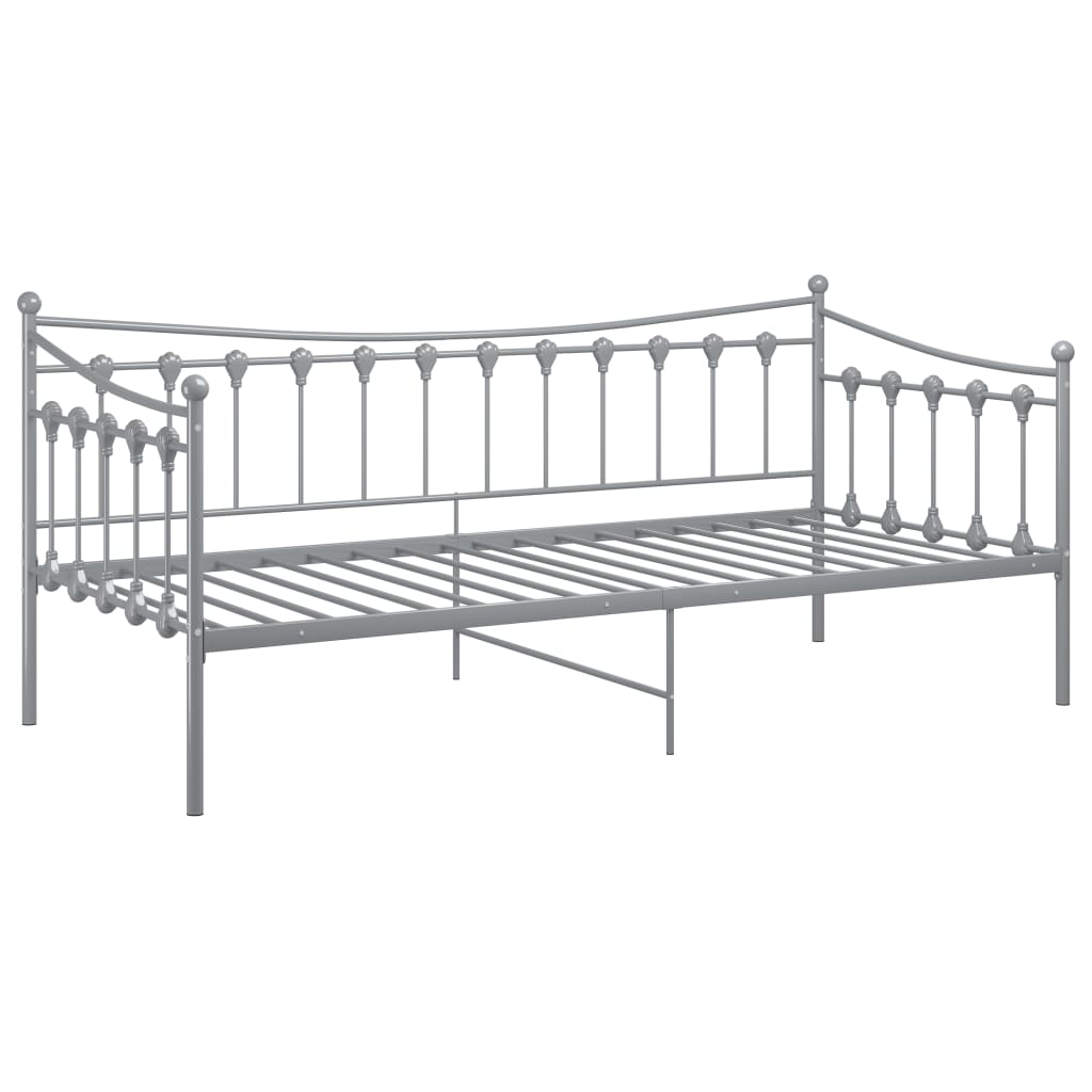 Sofa bed frame without mattress gray metal 90x200 cm