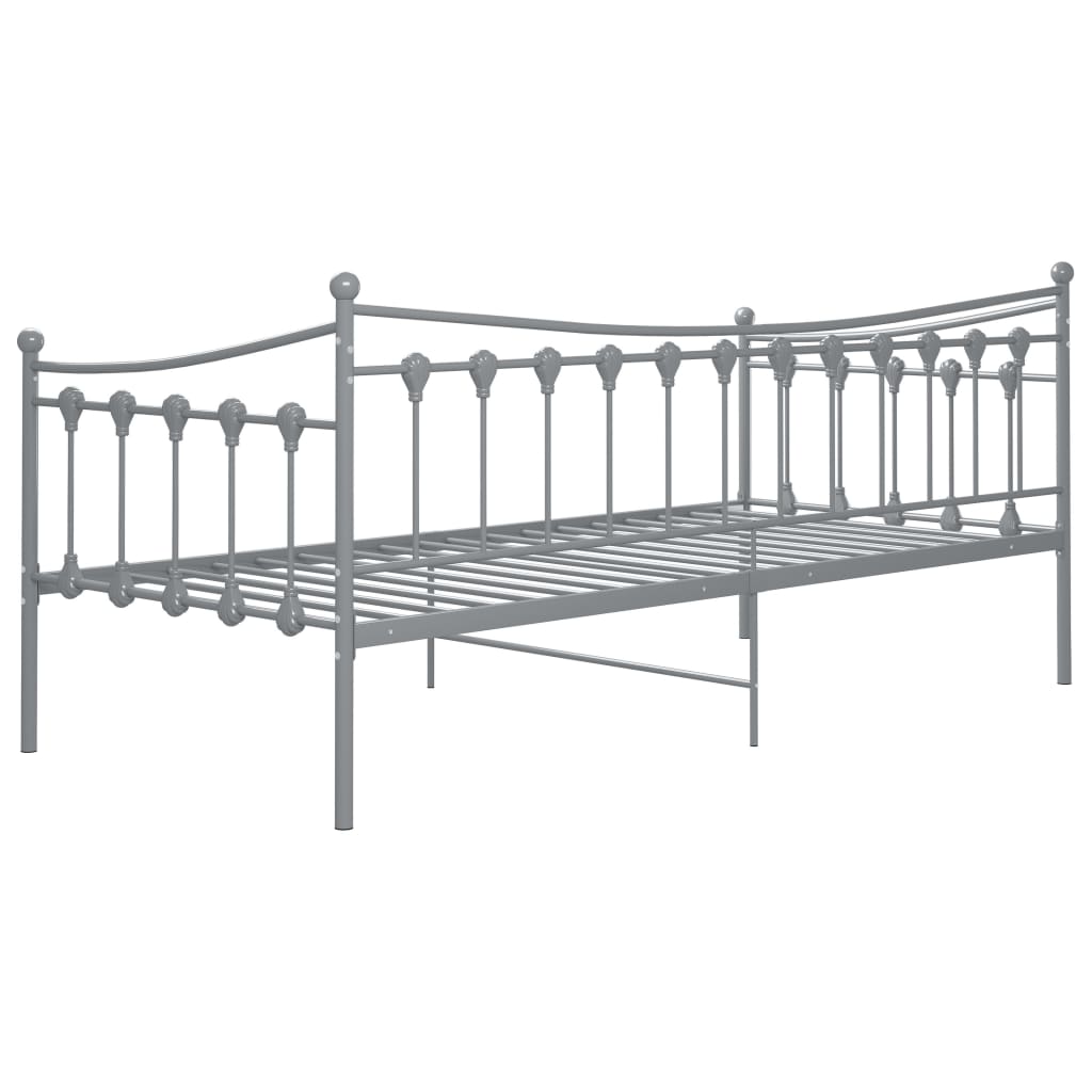 Sofa bed frame without mattress gray metal 90x200 cm