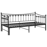 Extendable Sofa Bed Frame Without Mattress Black Metal 90x200cm