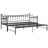 Extendable Sofa Bed Frame Without Mattress Black Metal 90x200cm