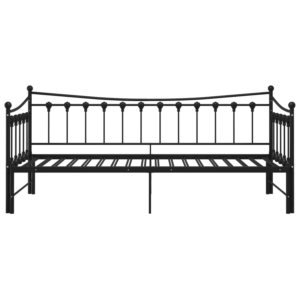 Extendable Sofa Bed Frame Without Mattress Black Metal 90x200cm