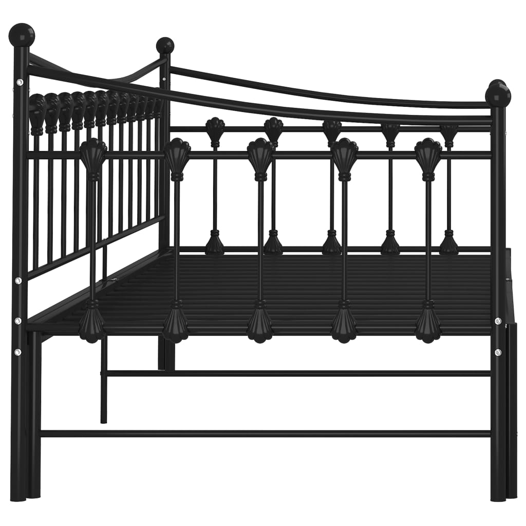 Extendable Sofa Bed Frame Without Mattress Black Metal 90x200cm