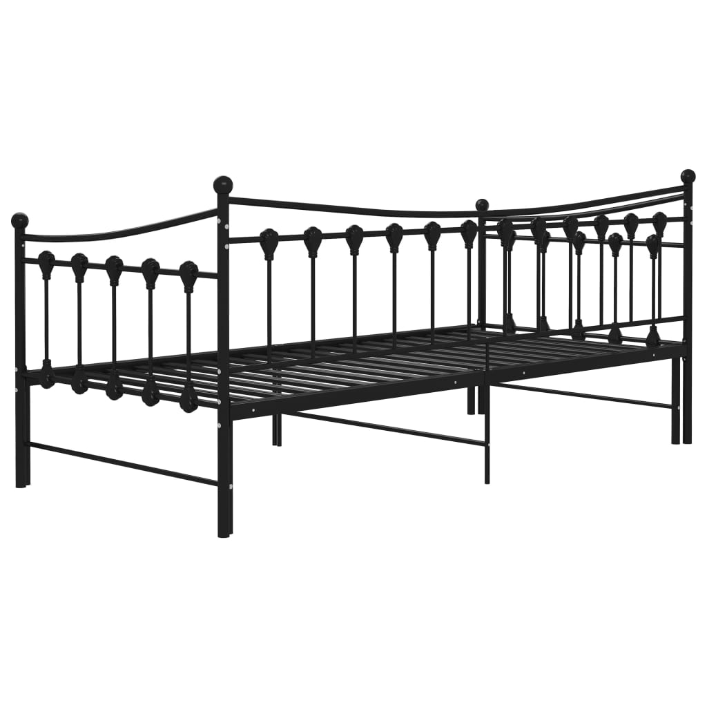 Extendable Sofa Bed Frame Without Mattress Black Metal 90x200cm