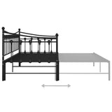 Extendable Sofa Bed Frame Without Mattress Black Metal 90x200cm