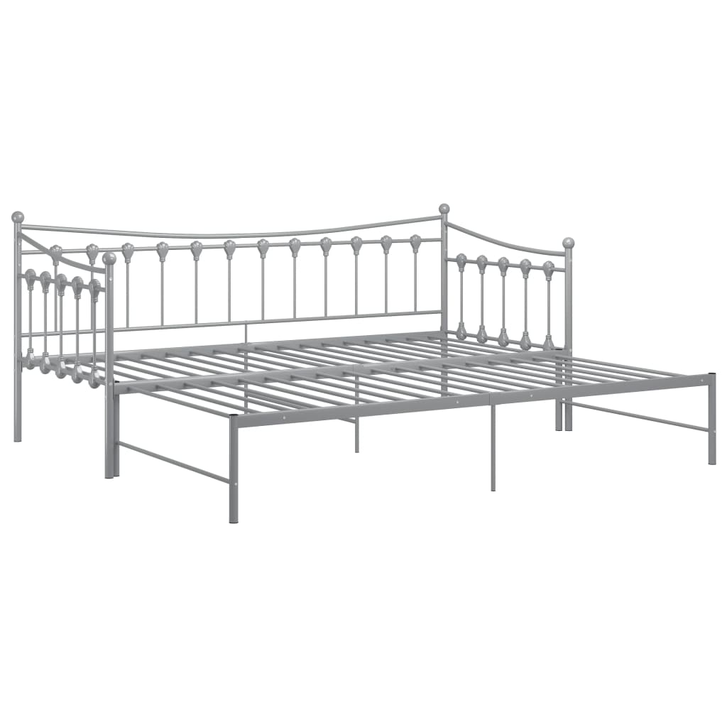 Extendable sofa bed frame without mattress gray metal 90x200cm