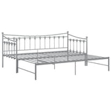 Extendable sofa bed frame without mattress gray metal 90x200cm