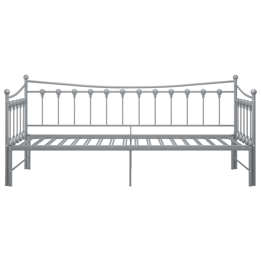 Extendable sofa bed frame without mattress gray metal 90x200cm