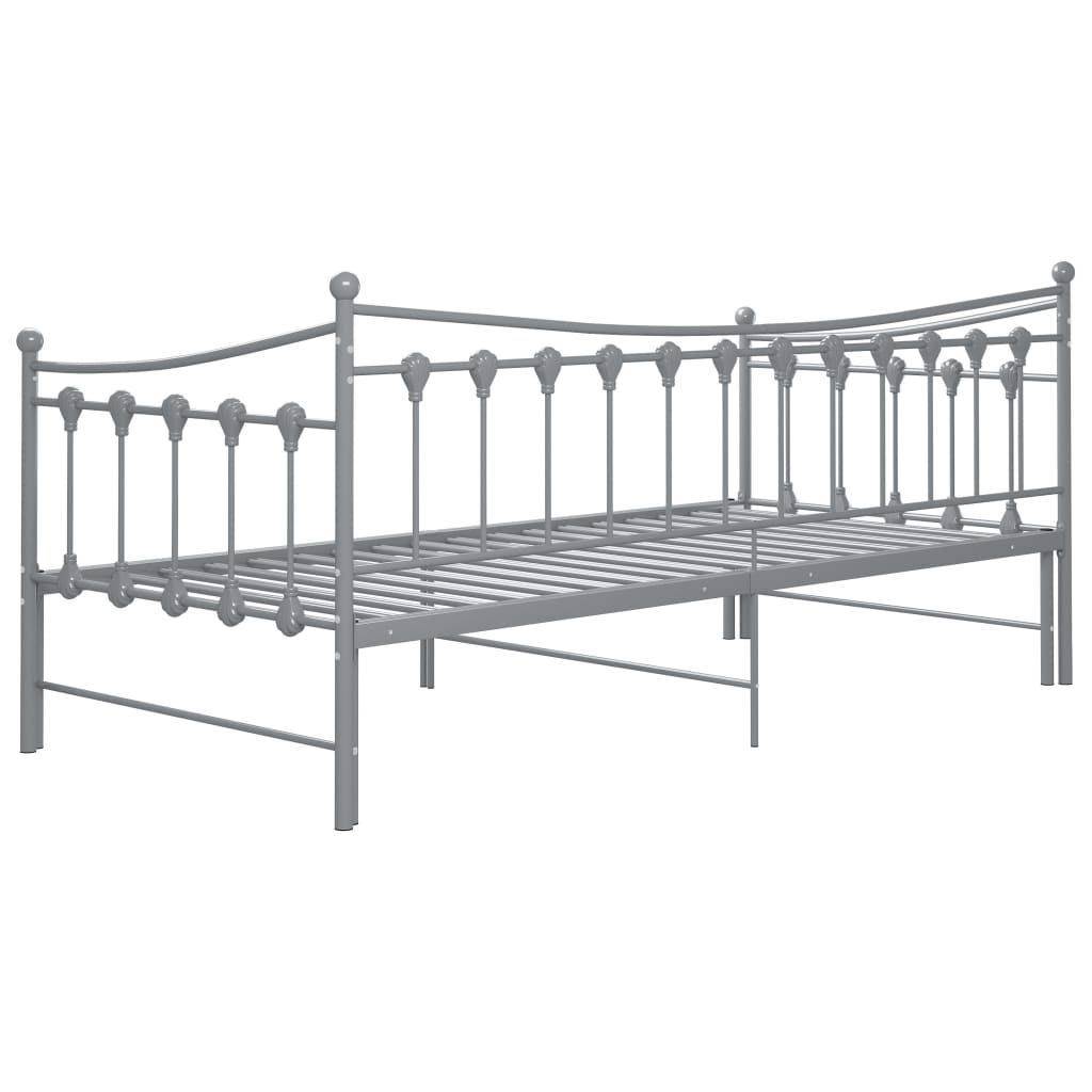 Extendable sofa bed frame without mattress gray metal 90x200cm