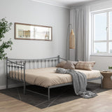 Extendable sofa bed frame without mattress gray metal 90x200cm