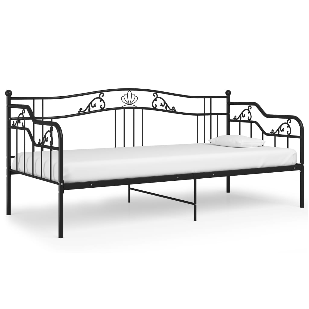 Sofa bed frame without mattress black metal 90x200 cm