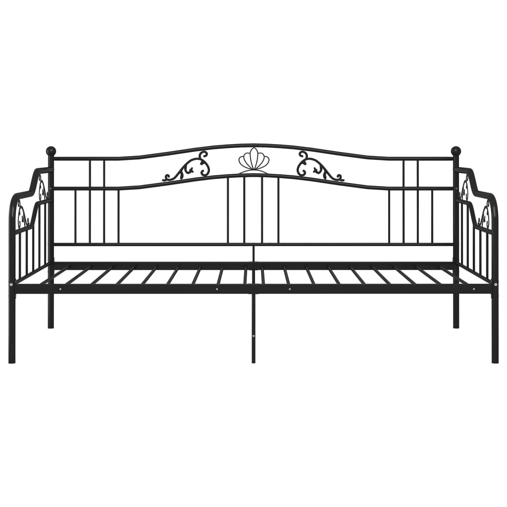 Sofa bed frame without mattress black metal 90x200 cm