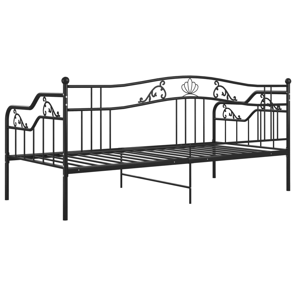 Sofa bed frame without mattress black metal 90x200 cm