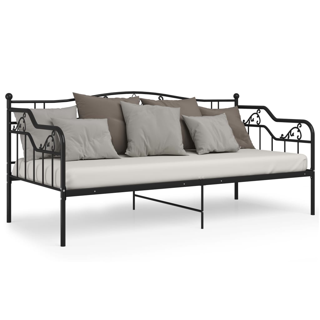 Sofa bed frame without mattress black metal 90x200 cm