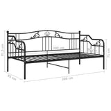 Sofa bed frame without mattress black metal 90x200 cm