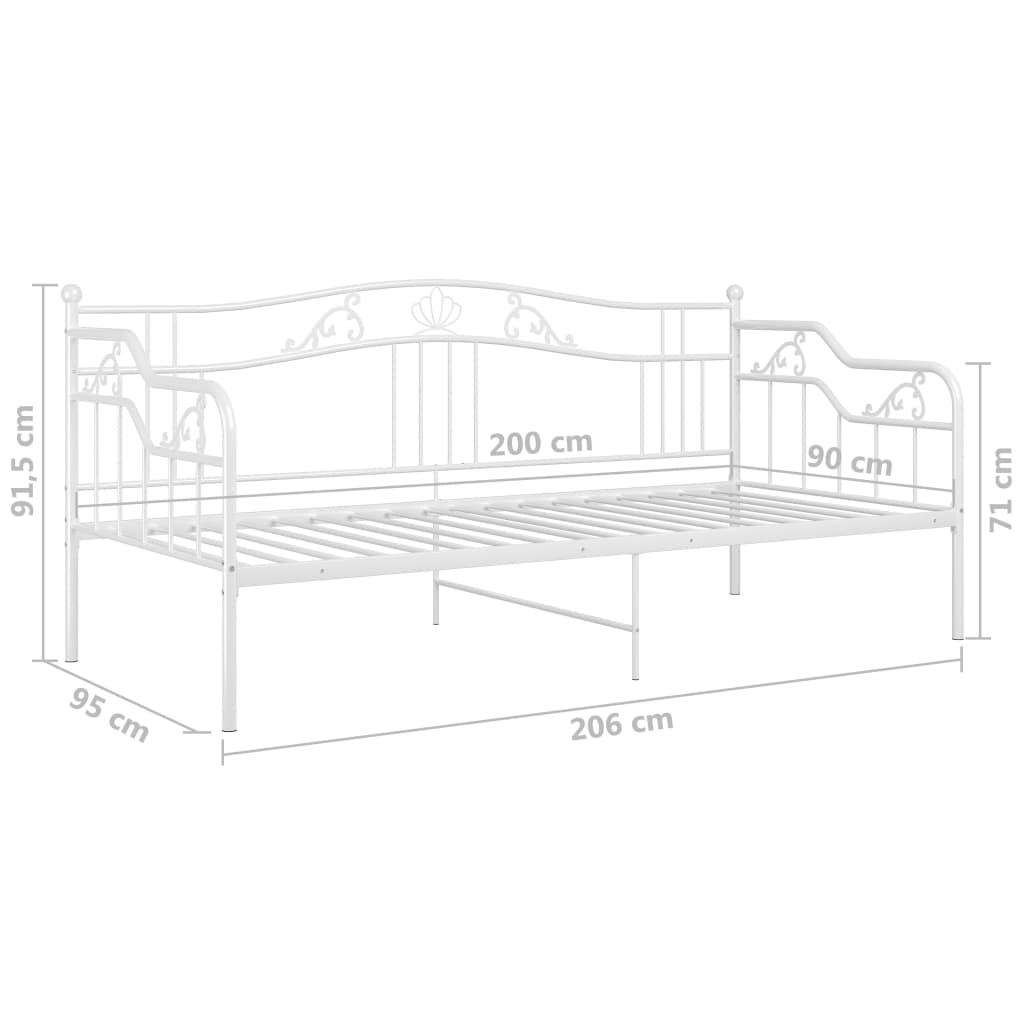 Cadre de canapé-lit sans matelas blanc métal 90x200 cm