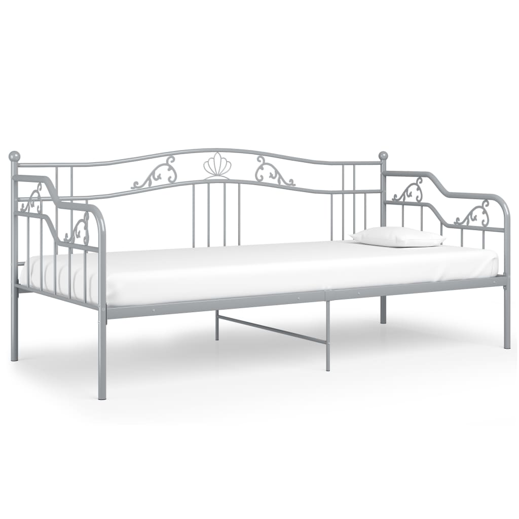 Sofa bed frame without mattress gray metal 90x200 cm