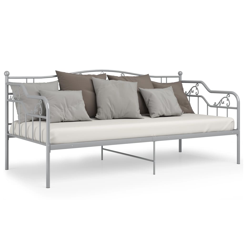 Sofa bed frame without mattress gray metal 90x200 cm