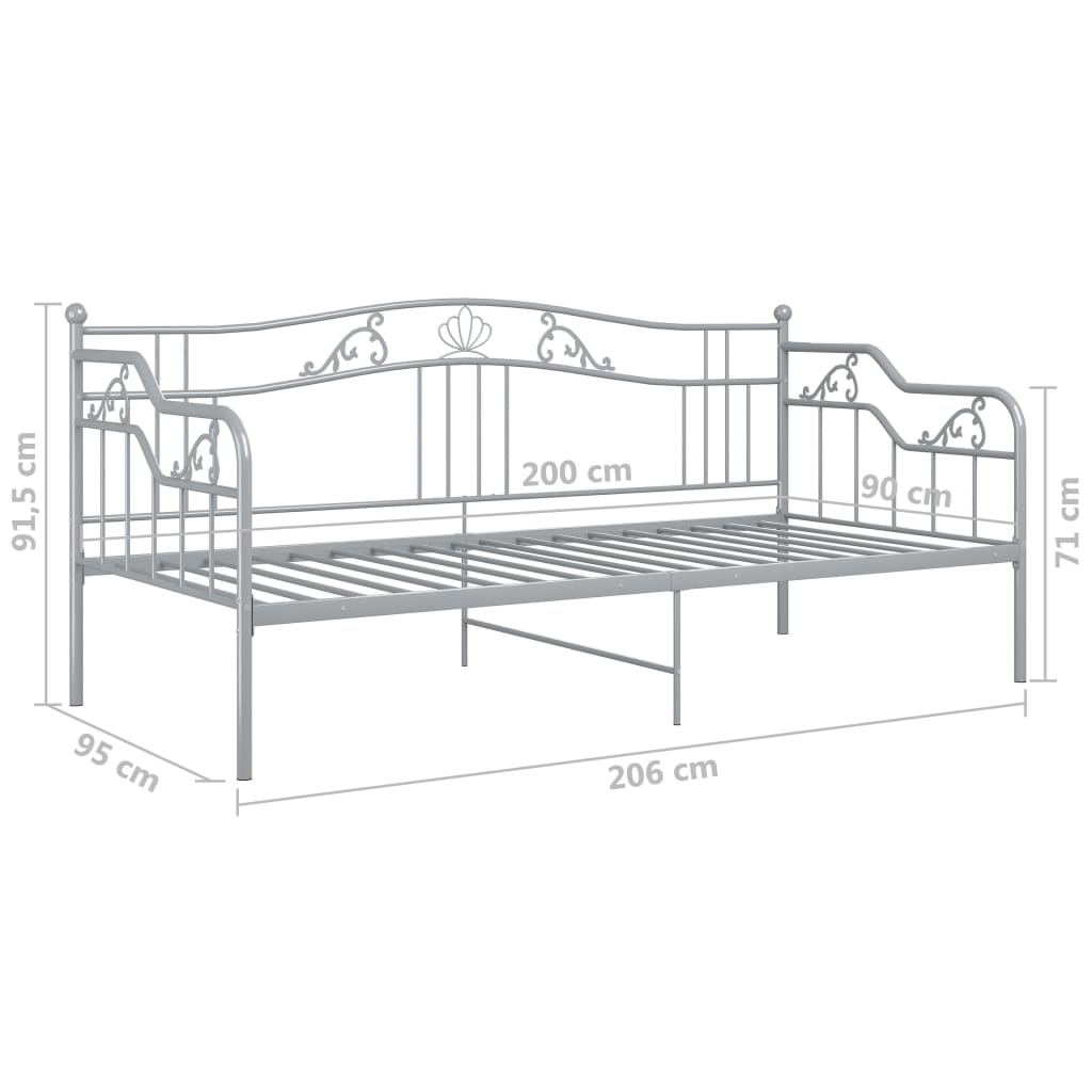 Sofa bed frame without mattress gray metal 90x200 cm