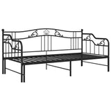 Extendable Sofa Bed Frame Without Mattress Black Metal 90x200cm