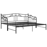 Extendable Sofa Bed Frame Without Mattress Black Metal 90x200cm