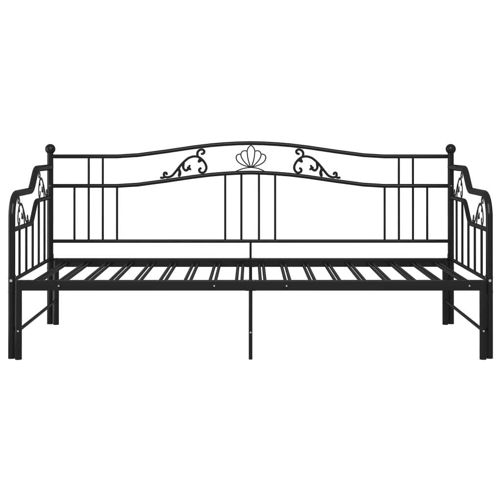 Extendable Sofa Bed Frame Without Mattress Black Metal 90x200cm