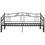 Extendable Sofa Bed Frame Without Mattress Black Metal 90x200cm