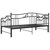 Extendable Sofa Bed Frame Without Mattress Black Metal 90x200cm