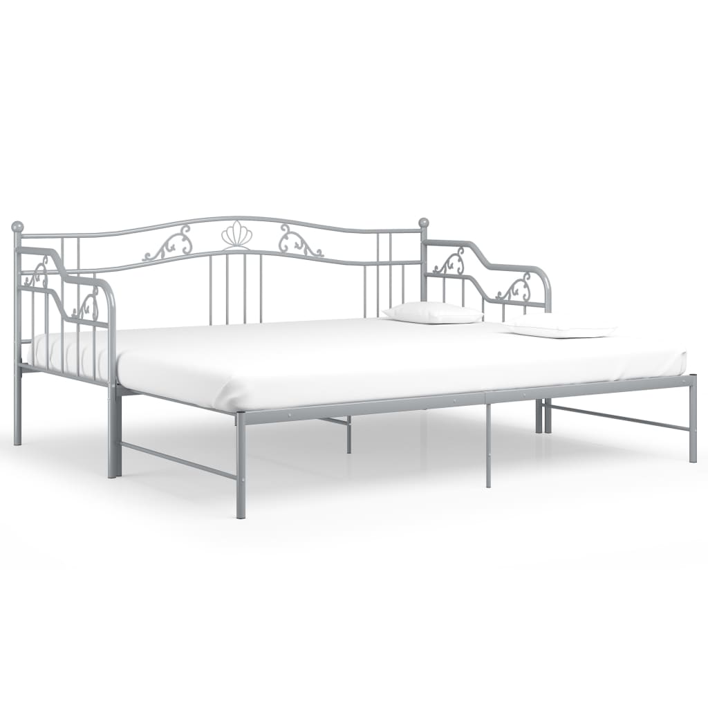 Extendable sofa bed frame without mattress gray metal 90x200cm