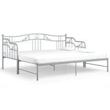 Extendable sofa bed frame without mattress gray metal 90x200cm