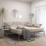 Extendable sofa bed frame without mattress gray metal 90x200cm