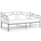 Extendable sofa bed frame without mattress gray metal 90x200cm