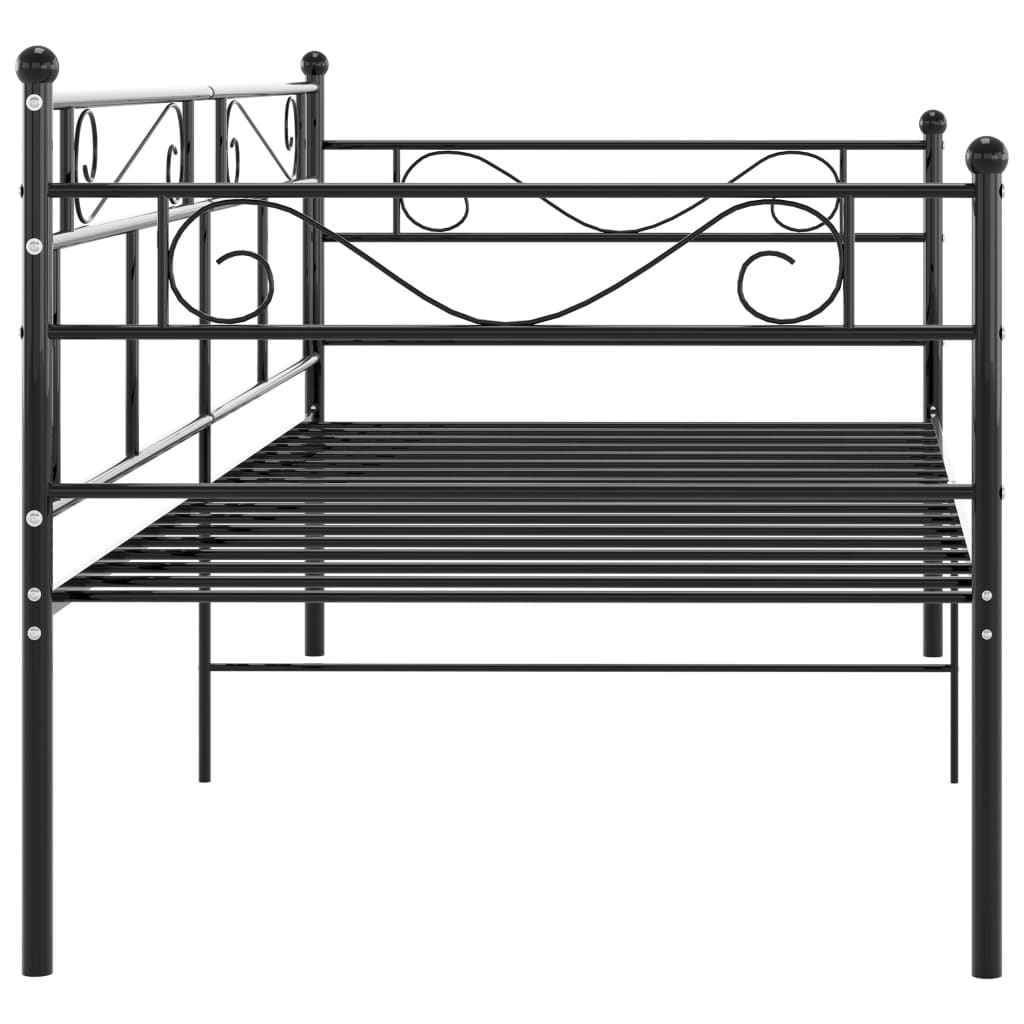 Sofa bed frame without mattress black metal 90x200 cm